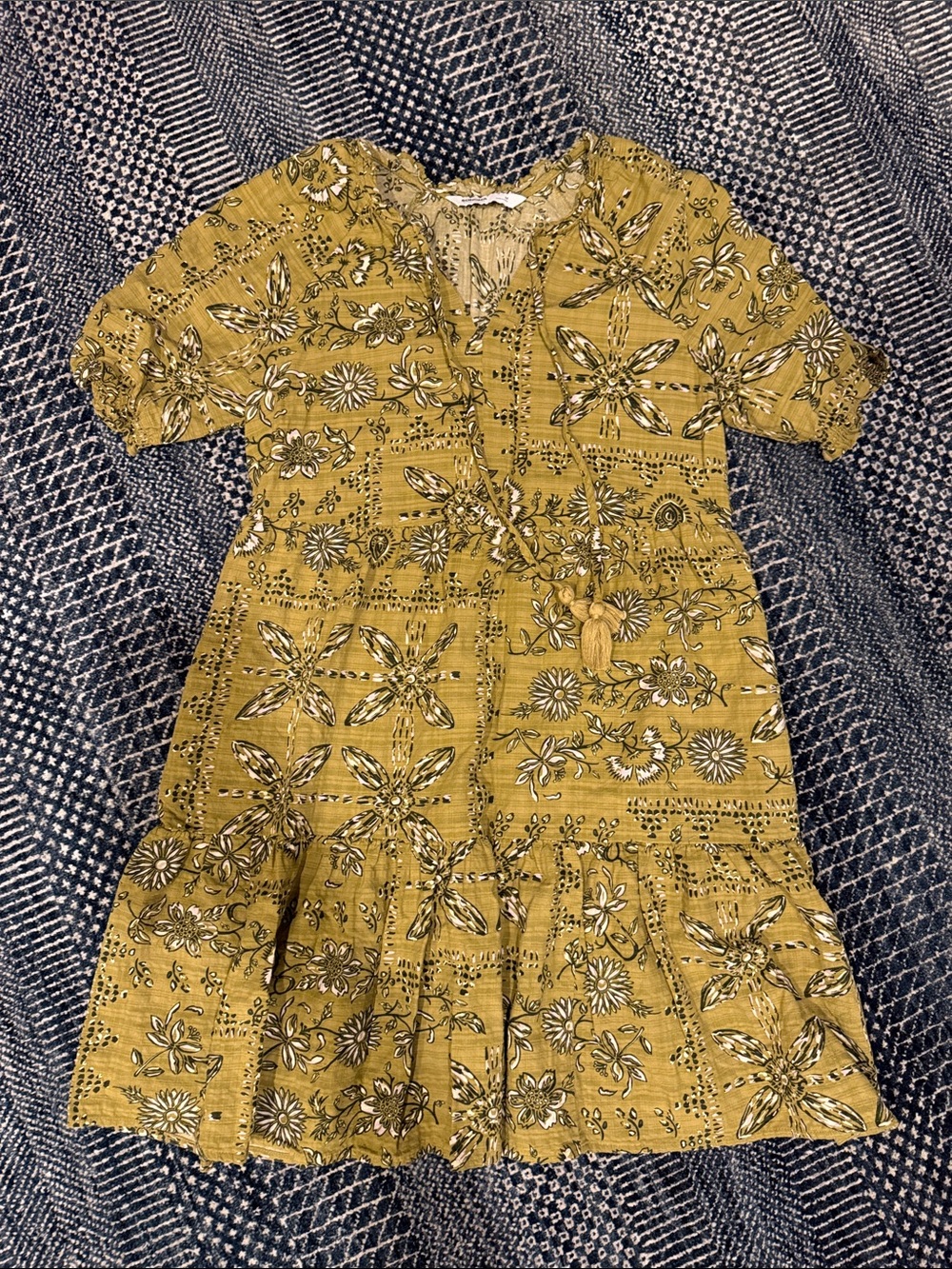 Green Floral Boho Tiered Dress
